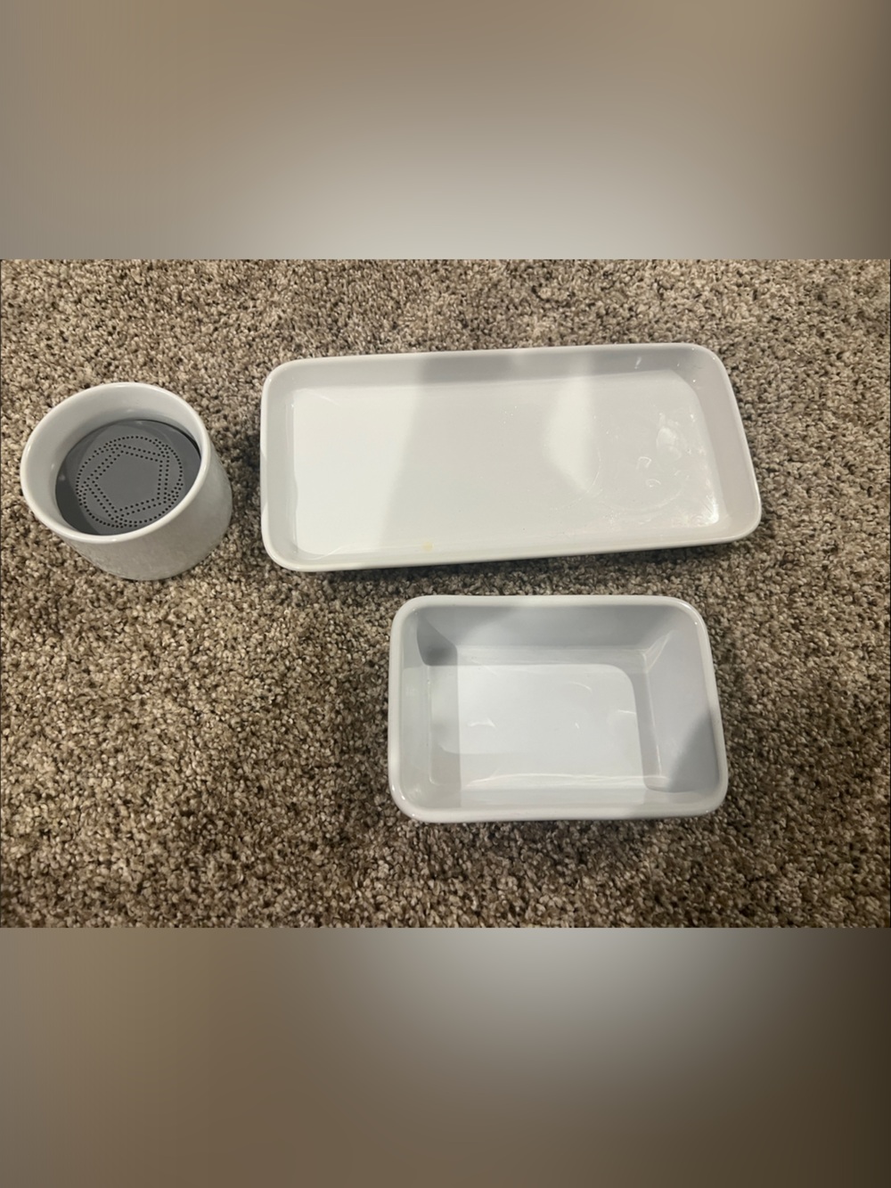 Minimalist White Ceramic Kitchen Trays and Cup Set